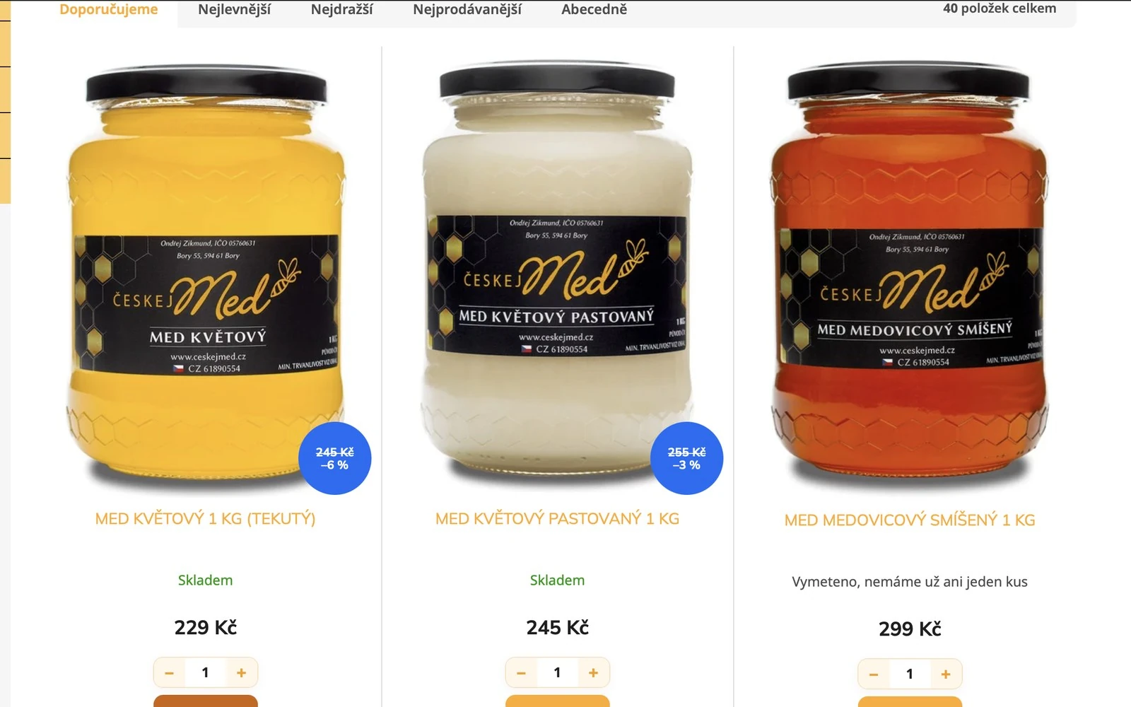 Náhľad produktovej karty e-shopu ceskejmed.cz