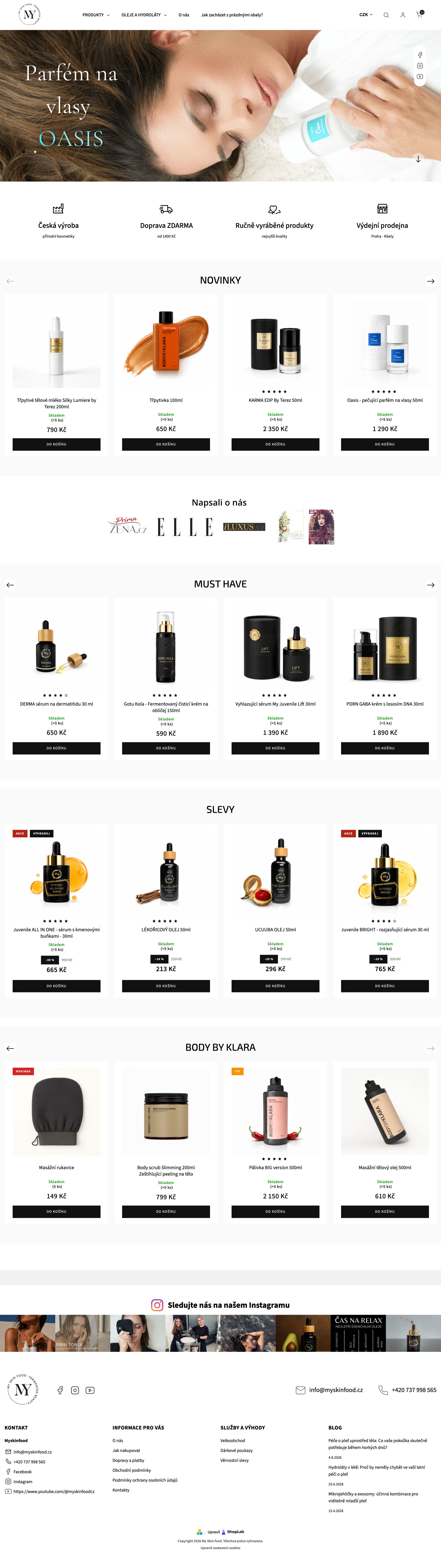 Moderný redizajn e-shopu MySkinFood.cz