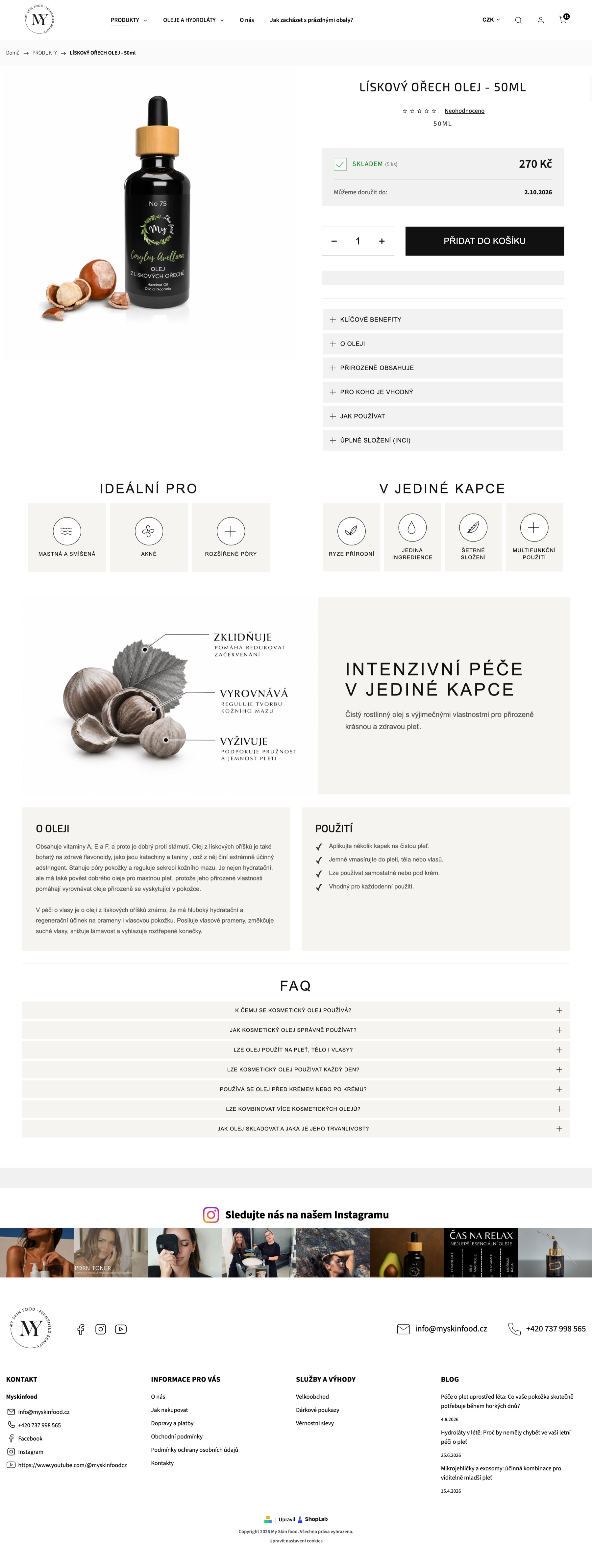 Detail produktu MySkinFood vrátane benefitov, použitia, zloženia a FAQ
