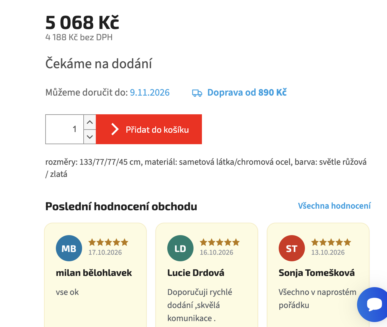 Najnižšia cena dopravy a hodnotenia obchodu priamo na produkte nakupujnabytek.cz