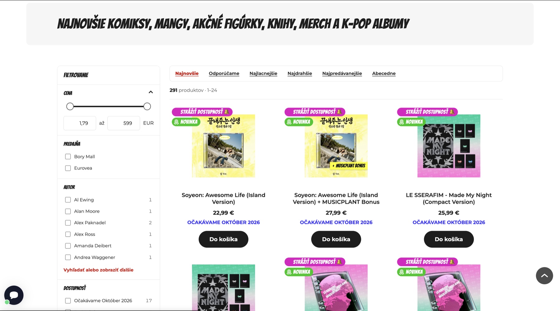 Filtre doplnené do príznakovej kategórie v e-shope nekonecno.sk