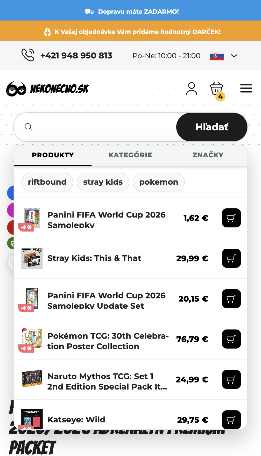Redizajnované mobilné vyhľadávanie Luigi's Box v e-shope nekonecno.sk