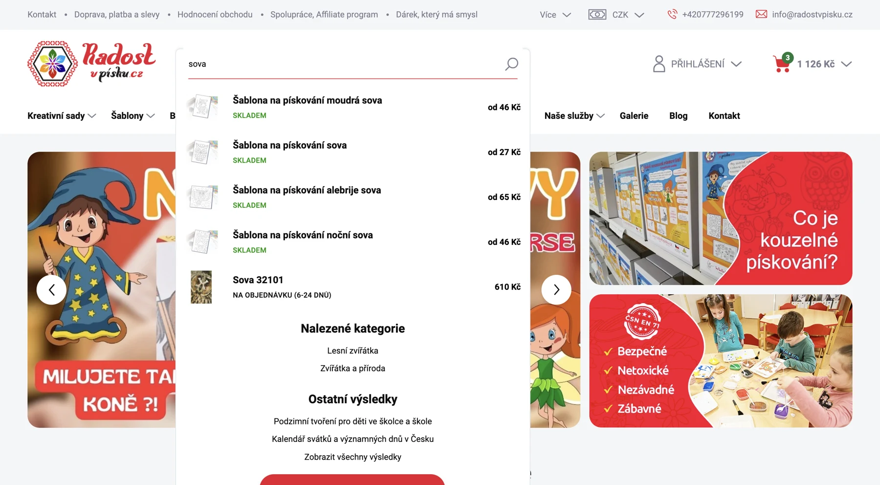 Našepkávač radostvpisku.cz s produktmi vlastnej značky na prvých miestach