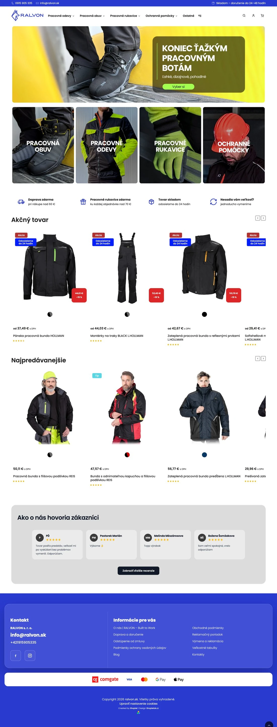 Redizajn e-shopu s pracovnými odevmi ralvon.sk