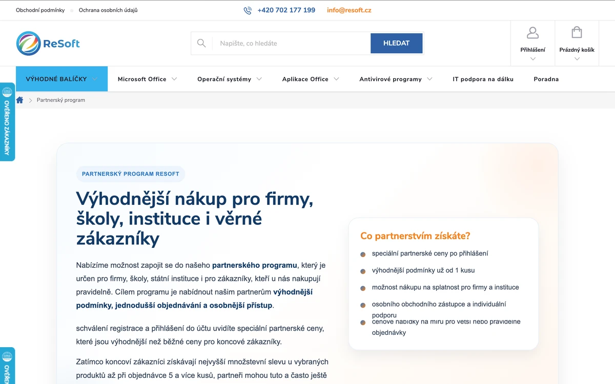 Náhľad partnerského programu e-shopu resoft.cz